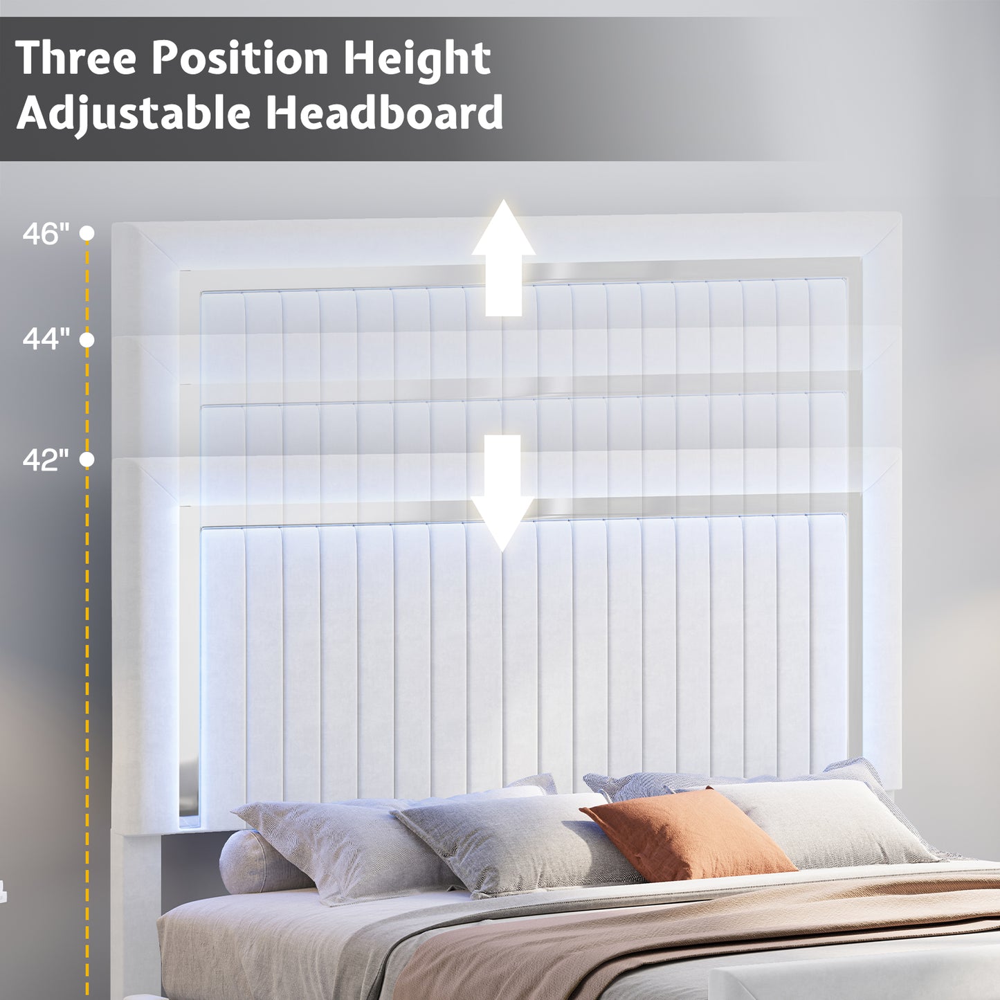 Vega LED Storage Bed Frame-BUB036 K White