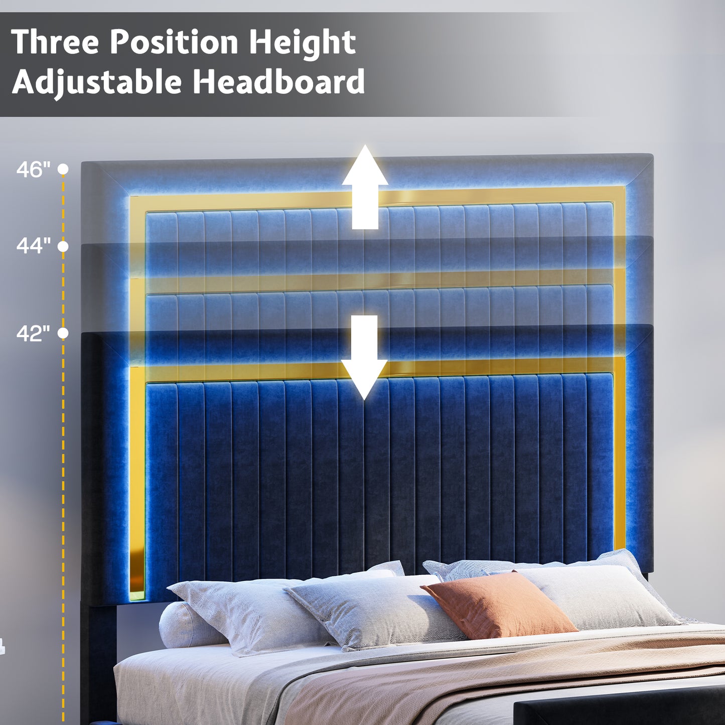 Vega LED Storage Bed Frame-BUB036 Q Black