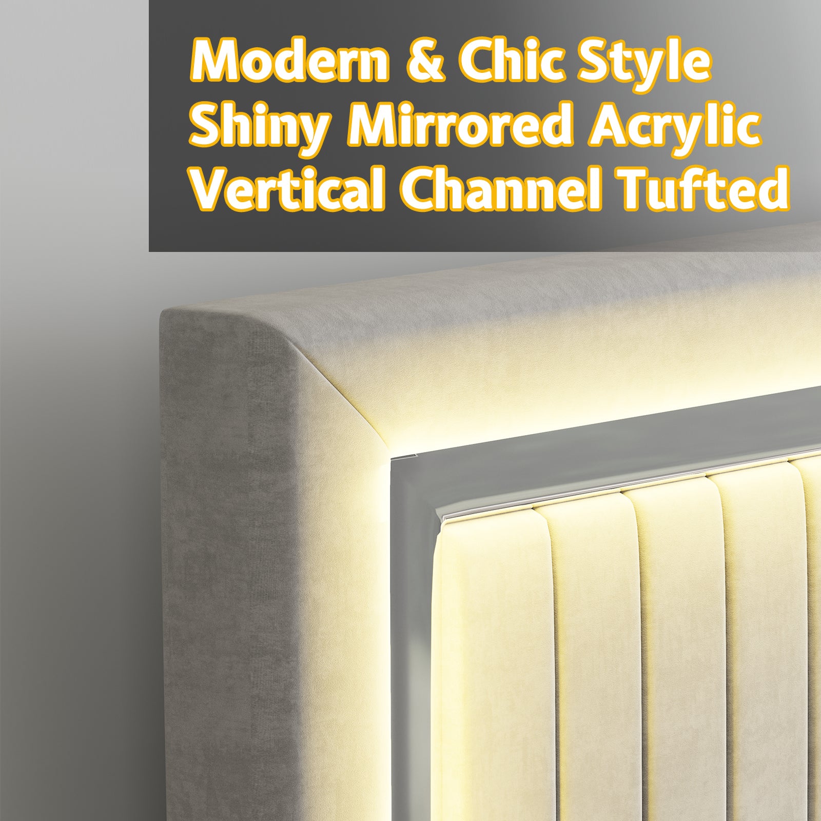 Vega LED Storage Bed Frame-BUB036 Q Light Grey
