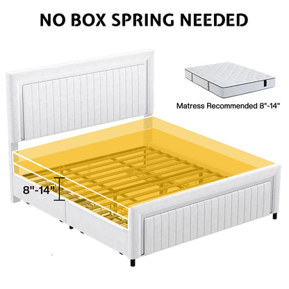 Vega LED Storage Bed Frame-BUB036 Q White