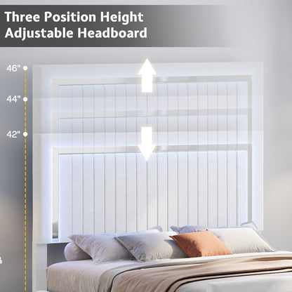 Vega LED Storage Bed Frame-BUB036 Q White