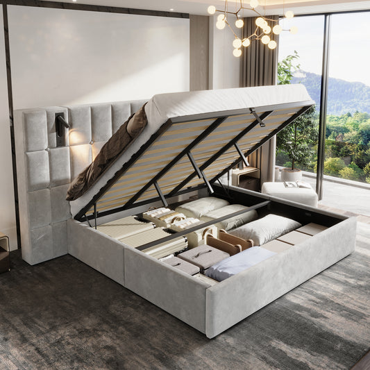 Loll Lift-Up Storage Bed Amerlife Grey / King