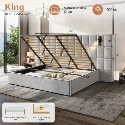 Loll Lift-Up Storage Bed Amerlife Grey / King