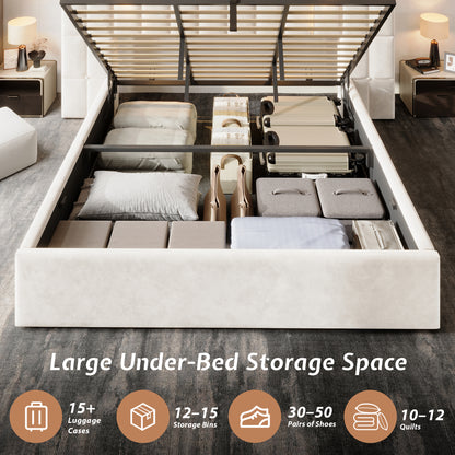 Loll Lift-Up Storage Bed Amerlife Cream / King