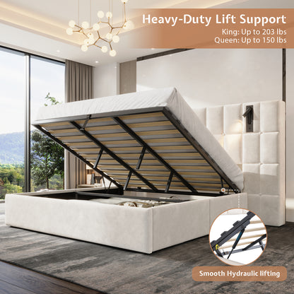 Loll Lift-Up Storage Bed Amerlife Cream / King