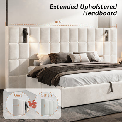 Loll Lift-Up Storage Bed Amerlife Cream / King