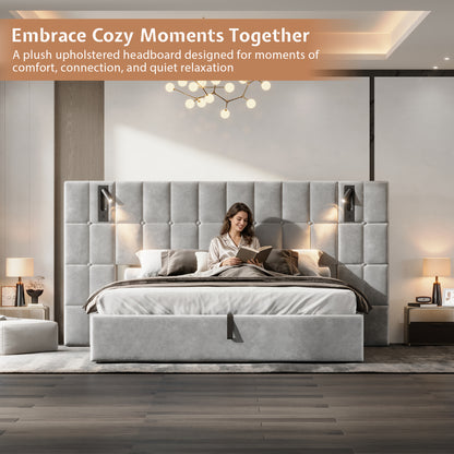 Loll Lift-Up Storage Bed Amerlife Grey / King