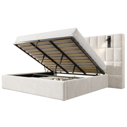 Loll Lift-Up Storage Bed Amerlife Cream / Queen
