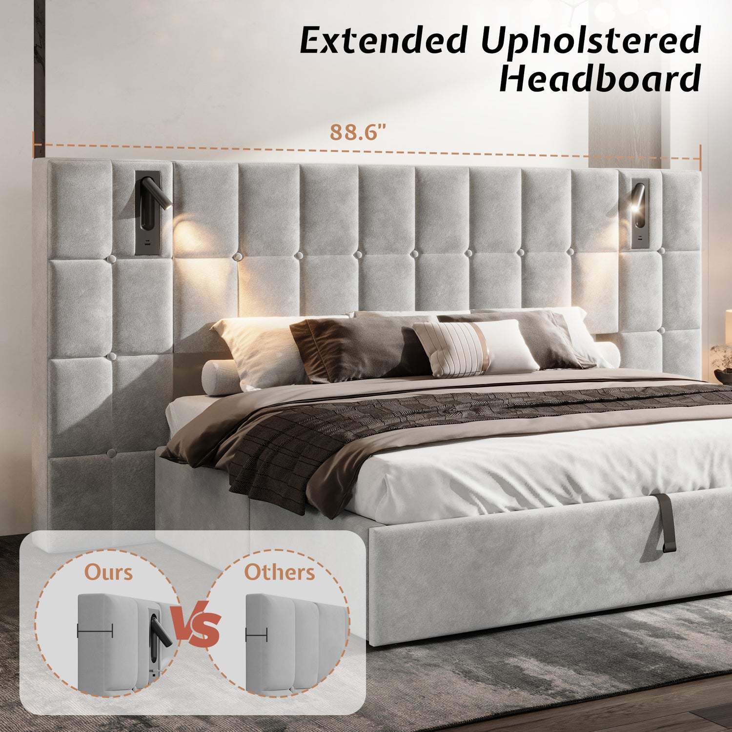 Loll Lift-Up Storage Bed Amerlife Grey / Queen