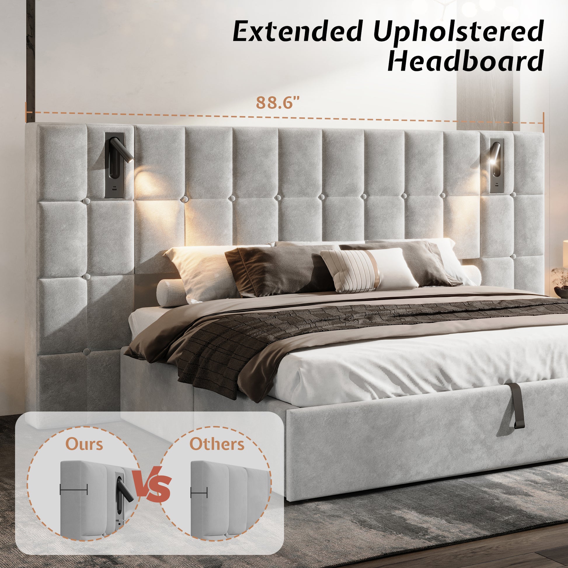 Loll Lift-Up Storage Bed Amerlife Grey / Queen