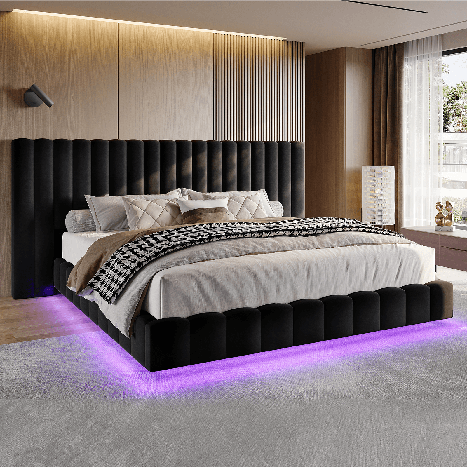 Drowse Floating LED Platform Bed Amerlife Black / King