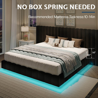 Drowse Floating LED Platform Bed Amerlife Black / King