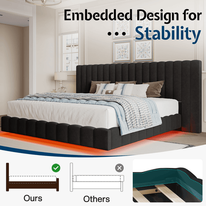 Drowse Floating LED Platform Bed Amerlife Black / King