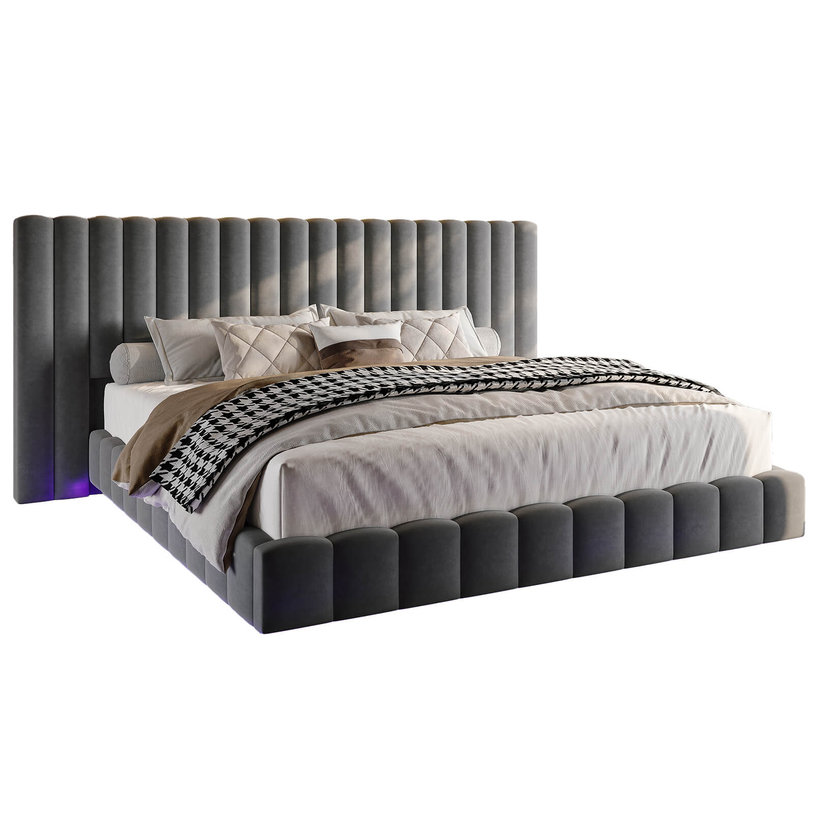 Drowse Floating LED Platform Bed Amerlife Gray / King