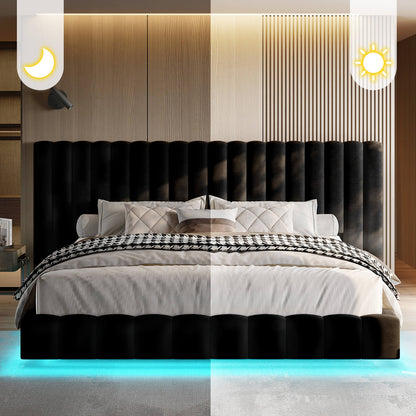 Drowse Floating LED Platform Bed Amerlife Black / King