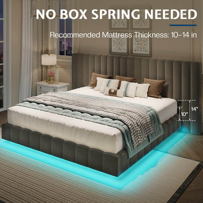 Drowse Floating LED Platform Bed Amerlife Gray / King