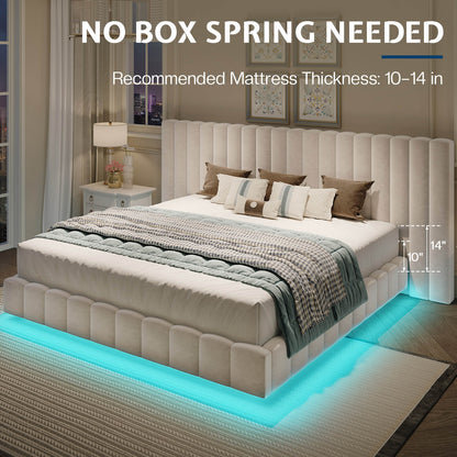 Drowse Floating LED Platform Bed Amerlife Cream / King