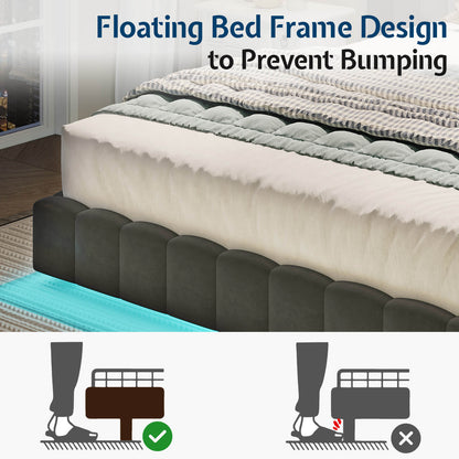 Drowse Floating LED Platform Bed Amerlife Gray / Queen
