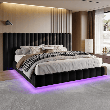 Drowse Floating LED Platform Bed Amerlife Black / Queen