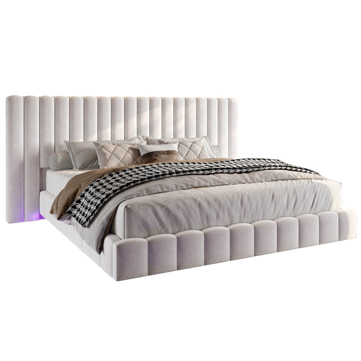 Drowse Floating LED Platform Bed Amerlife Cream / Queen