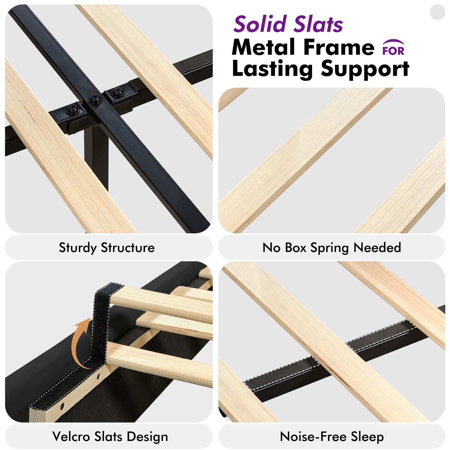 Plush Curved Wingback Bed Frame  - King Bed Black