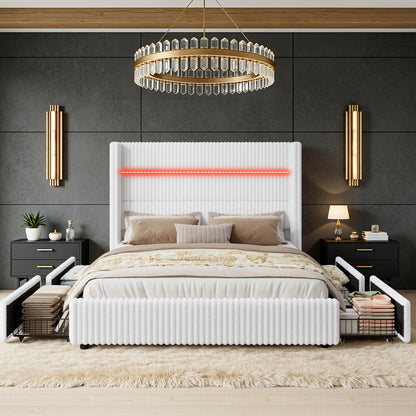 Muff LED Storage Bed Frame Amerlife-BUB141 F White