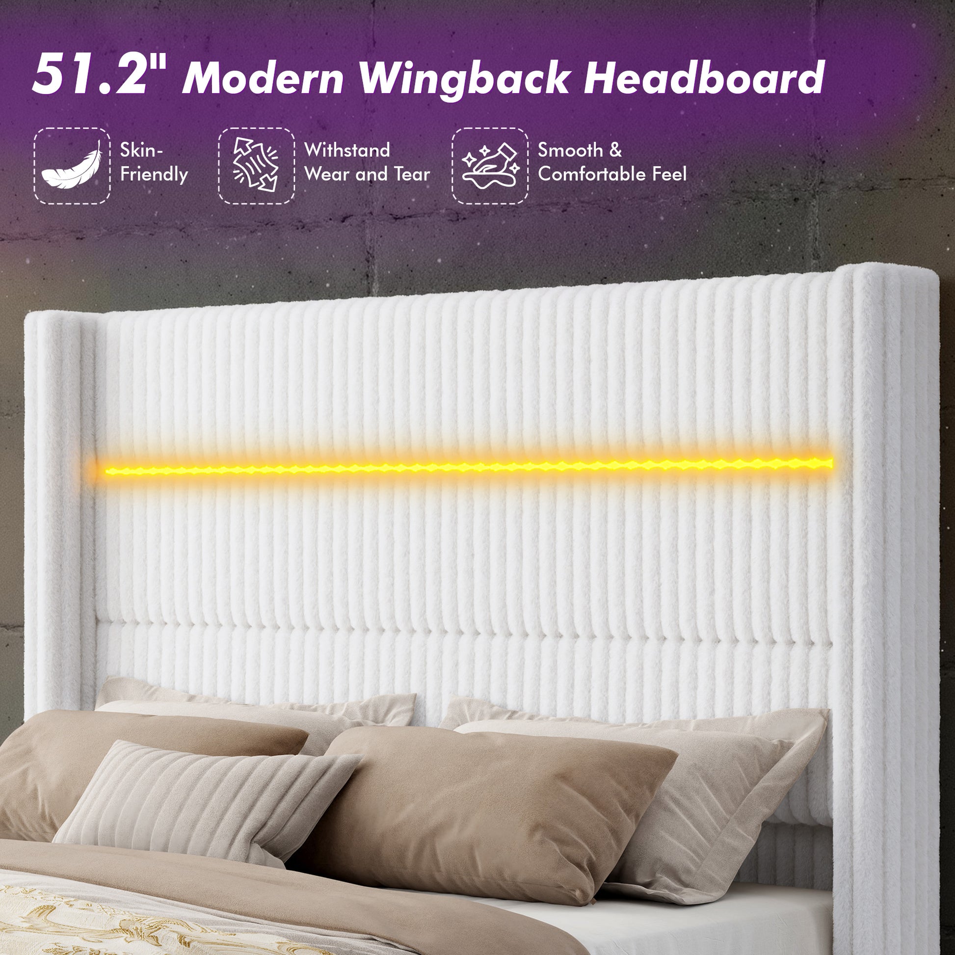 Muff LED Storage Bed Frame Amerlife-BUB141 Q White