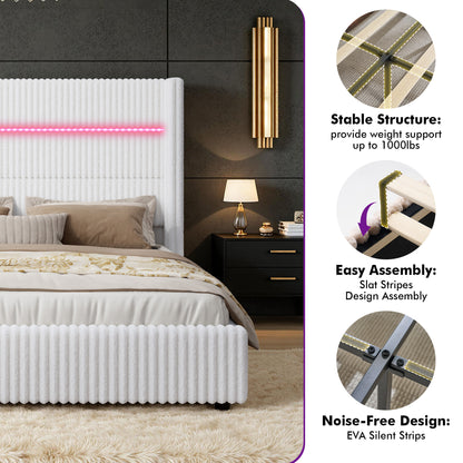 Muff LED Storage Bed Frame Amerlife-BUB141 K White