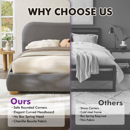Slump Cloud Curved Upholstered Bed Frame Full Dark Gray