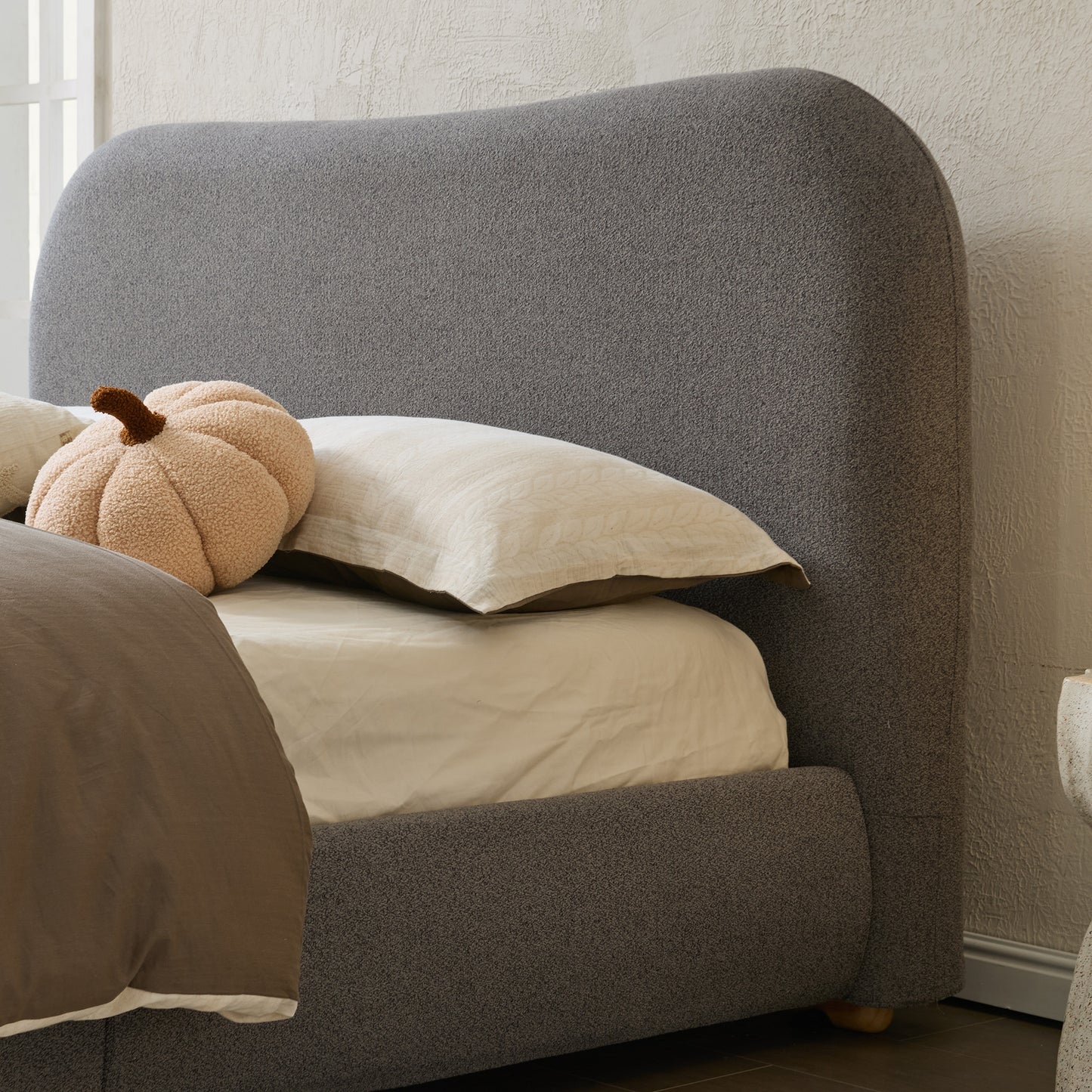 Slump Cloud Curved Upholstered Bed Frame - Dark Gray F Bed