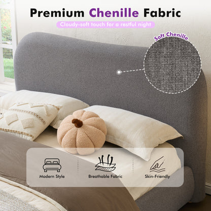 Slump Cloud Curved Upholstered Bed Frame Full Dark Gray