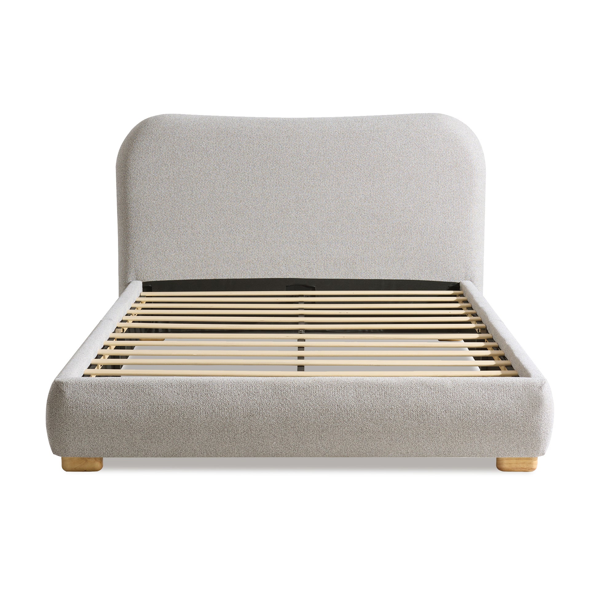 Slump Cloud Curved Upholstered Bed Frame - Light Gray F Bed