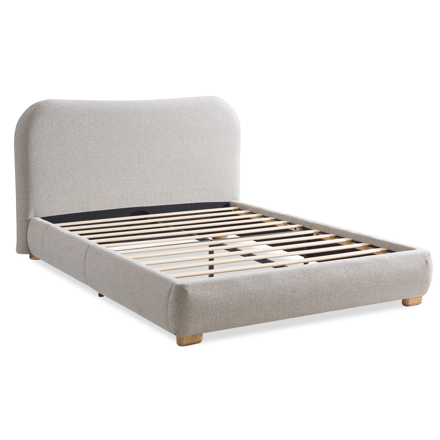 Slump Cloud Curved Upholstered Bed Frame Full Light Gray