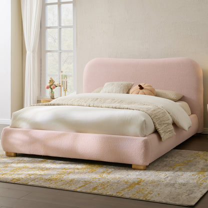 Slump Cloud Curved Upholstered Bed Frame - Pink F Bed