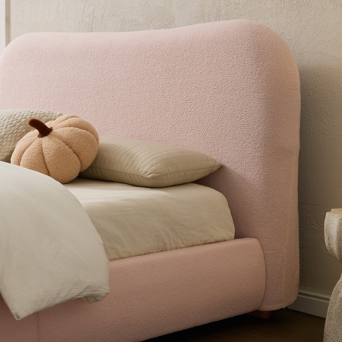 Slump Cloud Curved Upholstered Bed Frame - Pink F Bed