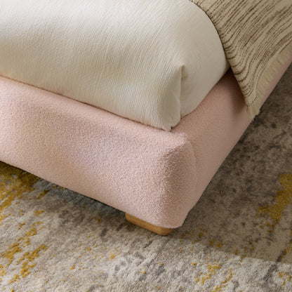Slump Cloud Curved Upholstered Bed Frame - Pink F Bed