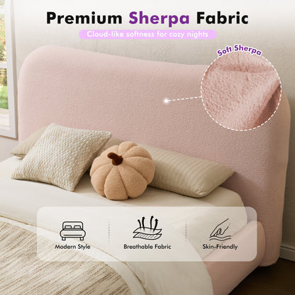 Slump Cloud Curved Upholstered Bed Frame Full Pink