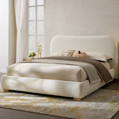 Slump Cloud Curved Upholstered Bed Frame Full White