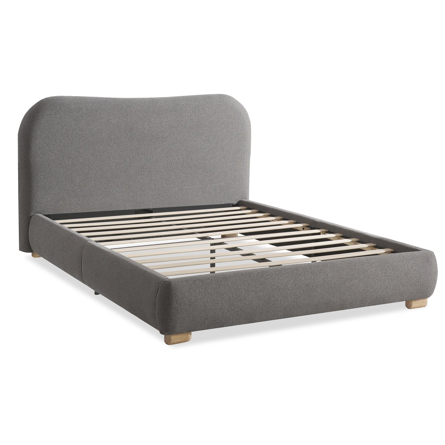 Slump Cloud Curved Upholstered Bed Frame - Dark Gray Q Bed