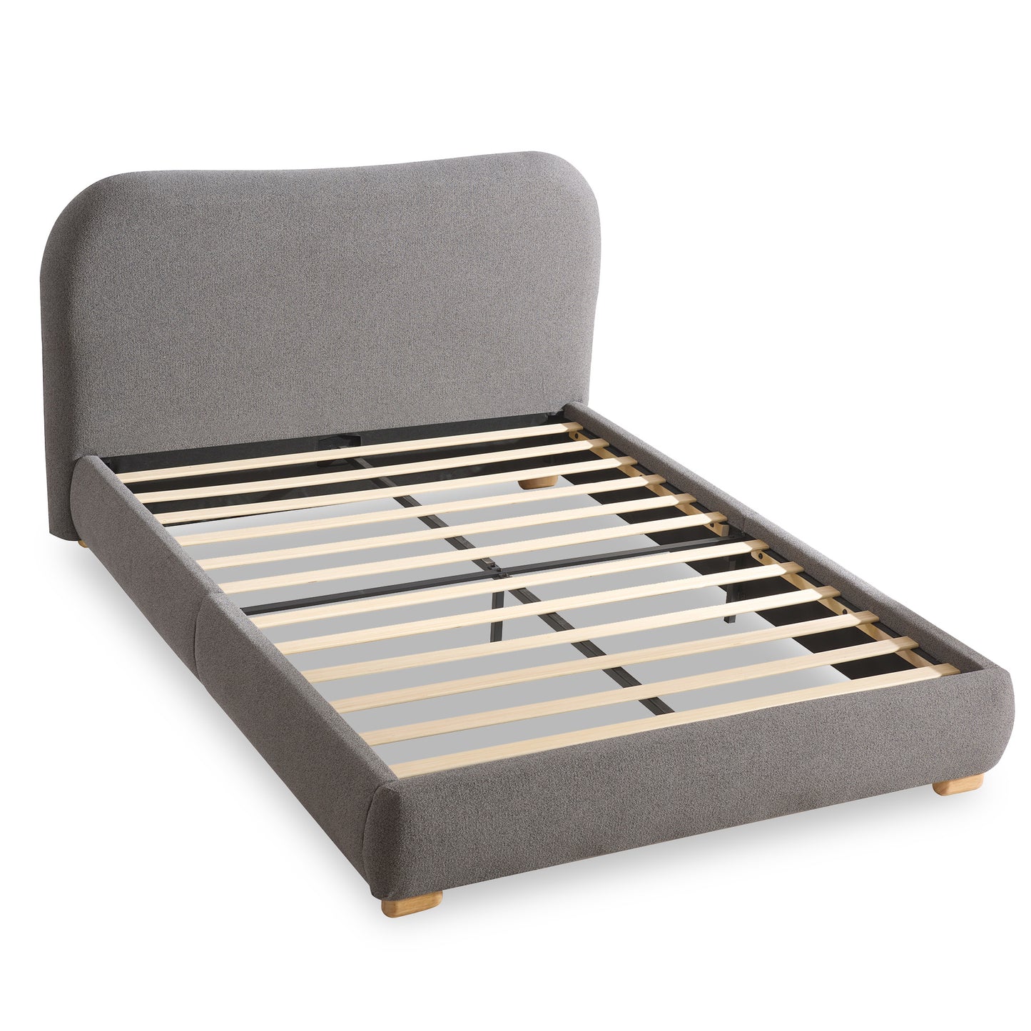 Slump Cloud Curved Upholstered Bed Frame - Dark Gray Q Bed