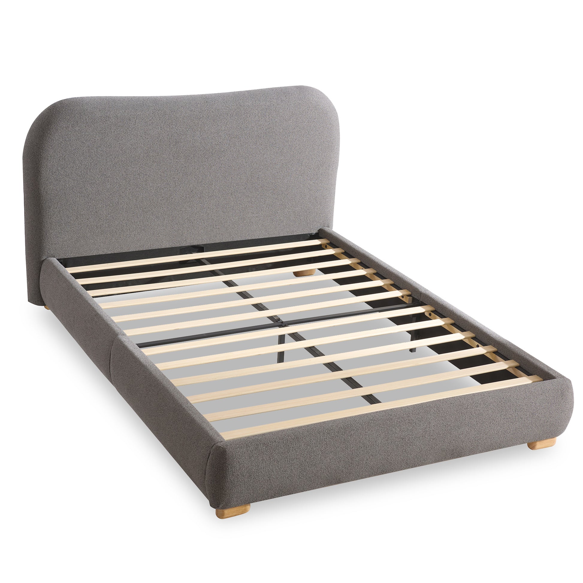 Slump Cloud Curved Upholstered Bed Frame - Dark Gray Q Bed