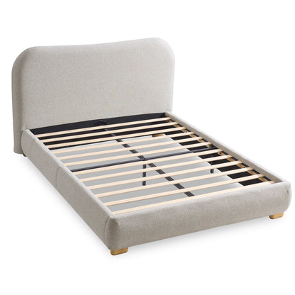 Slump Cloud Curved Upholstered Bed Frame - Light Gray Q Bed