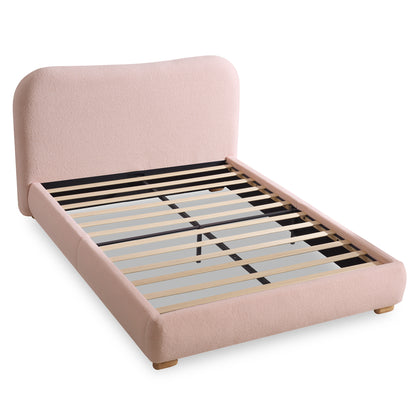 Slump Cloud Curved Upholstered Bed Frame - Pink Q Bed