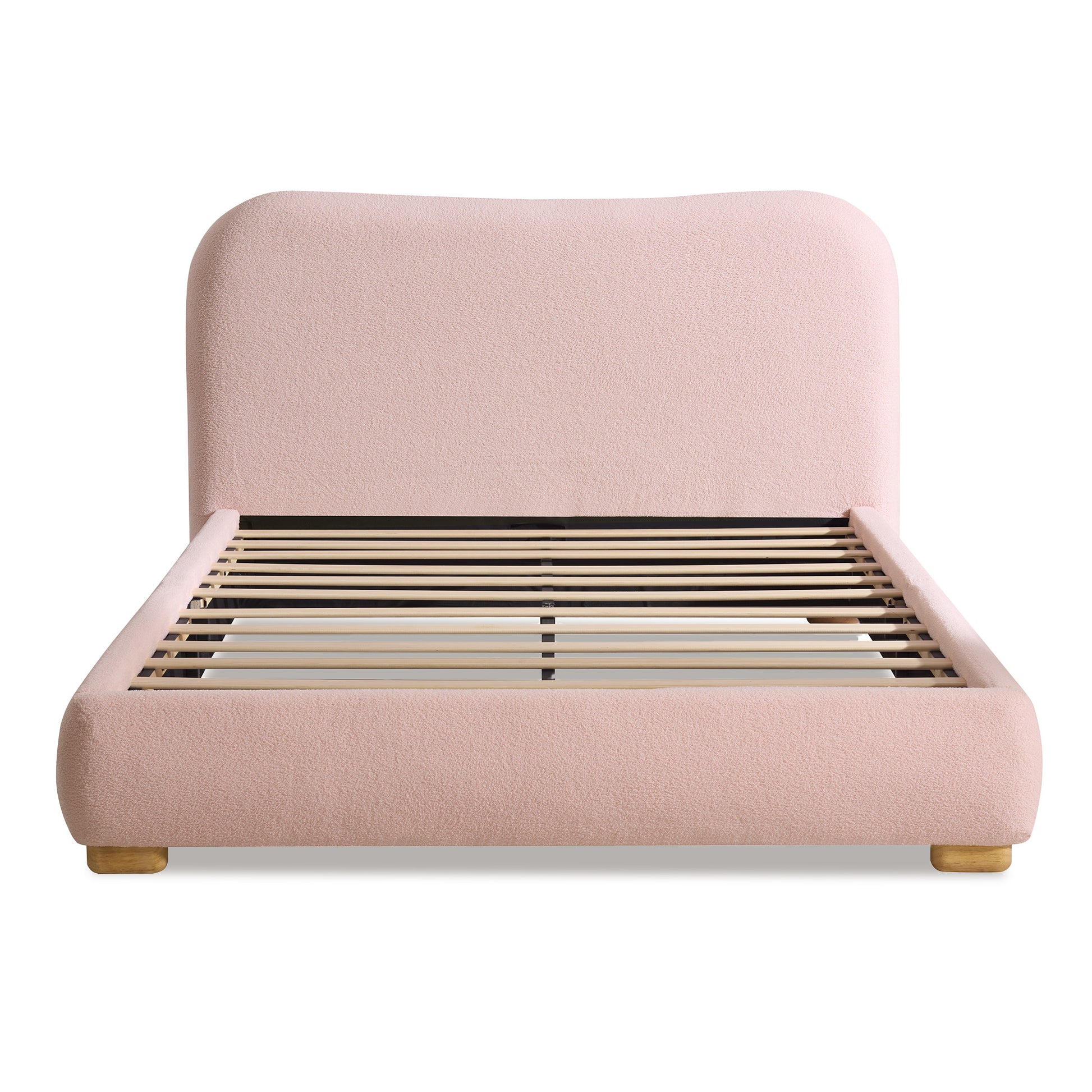 Slump Cloud Curved Upholstered Bed Frame - Pink Q Bed