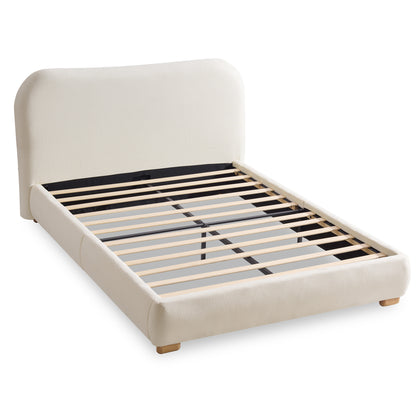 Slump Cloud Curved Upholstered Bed Frame - White F Bed