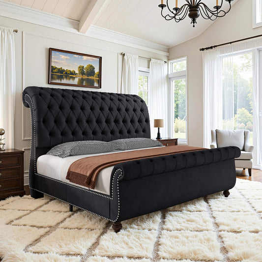 Windsor Sleigh Bed Frame -Black