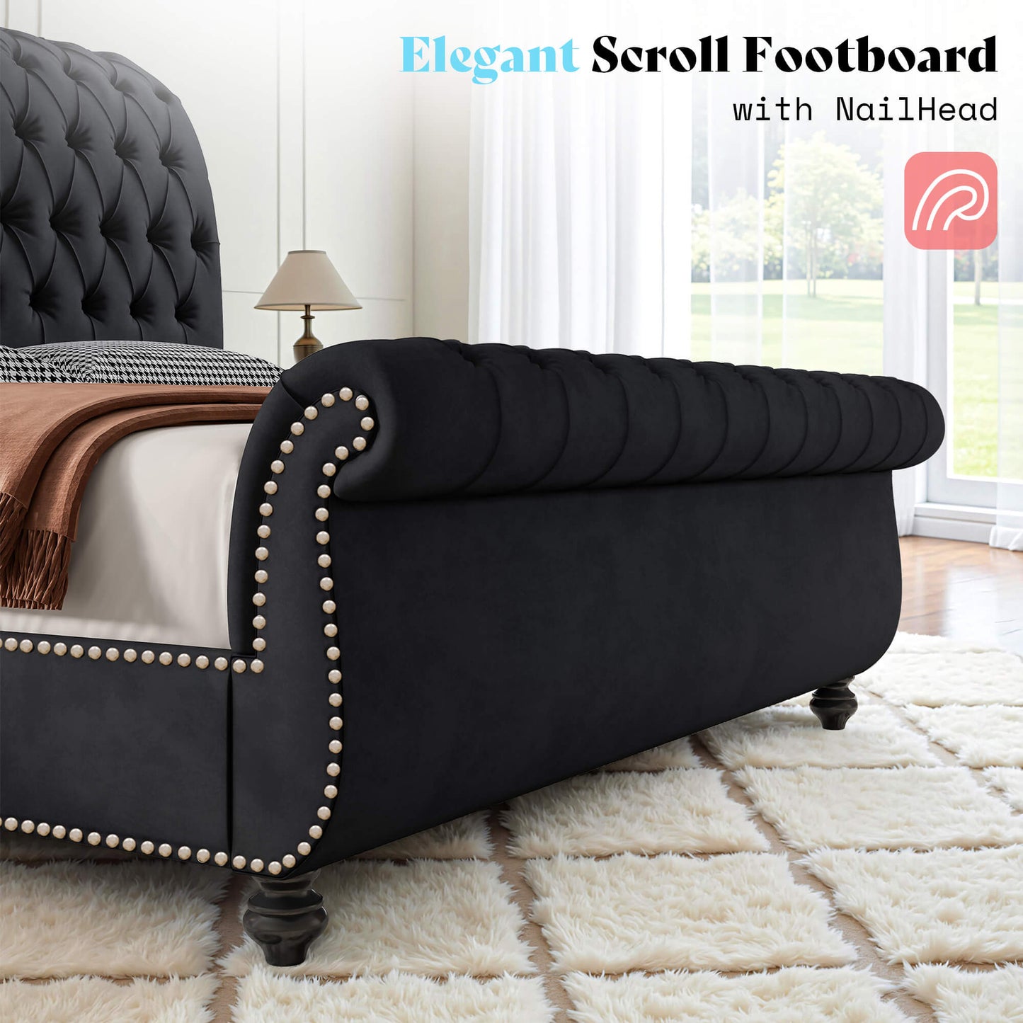 Windsor Sleigh Bed Frame -Black