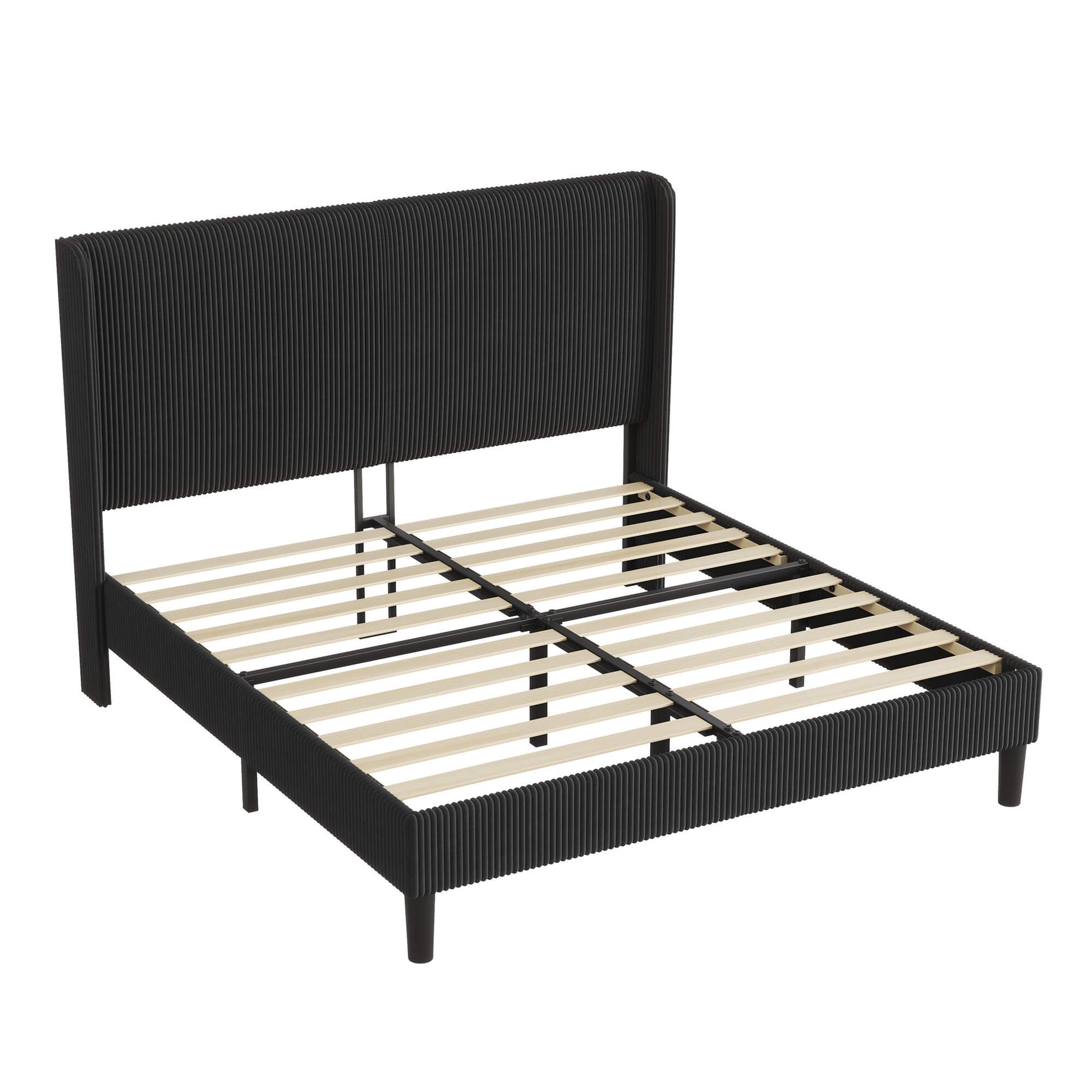 Clyvia Corduroy Upholstered Bed Frame-Full/Queen/King Amerlife