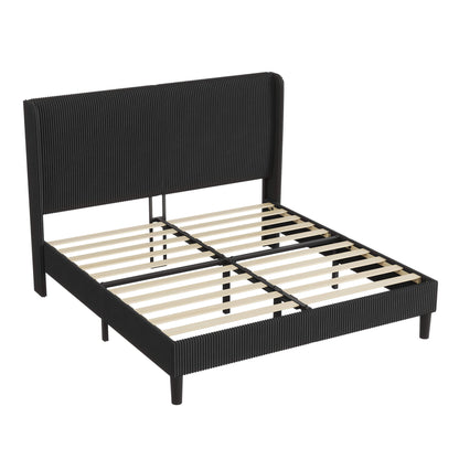 Clyvia Corduroy Upholstered Bed Frame-Full/Queen/King Amerlife
