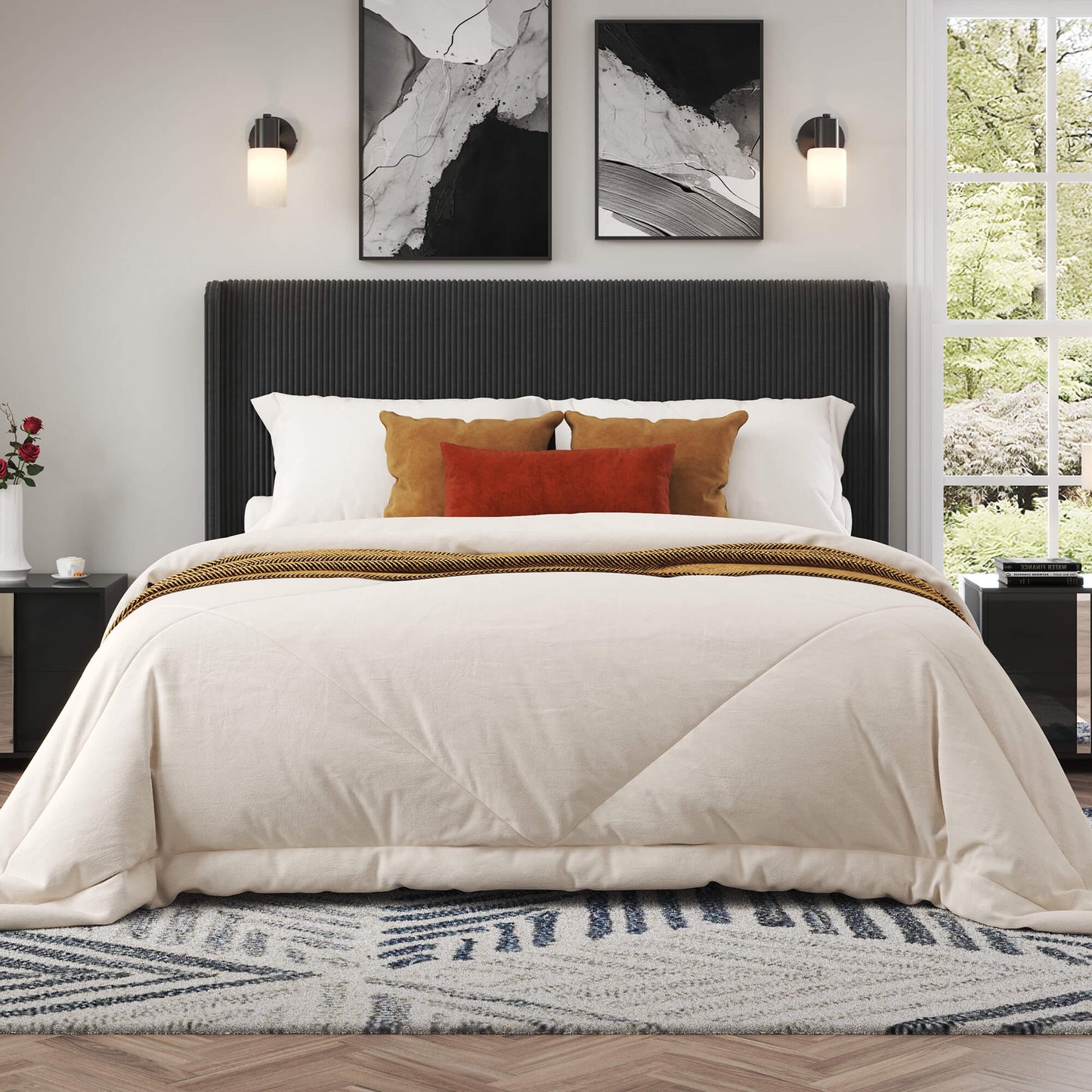 Clyvia Corduroy Upholstered Bed Frame-Full/Queen/King Amerlife